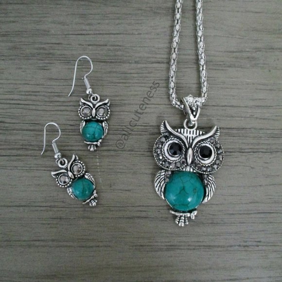 Jewelry - Owl Necklace with Earrings (NWOT)